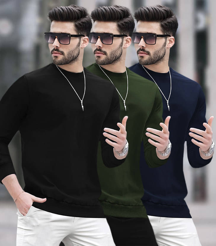     			BLIVE Men Cotton Blend Regular Fit Solid T-Shirt ( Multicolor1 )