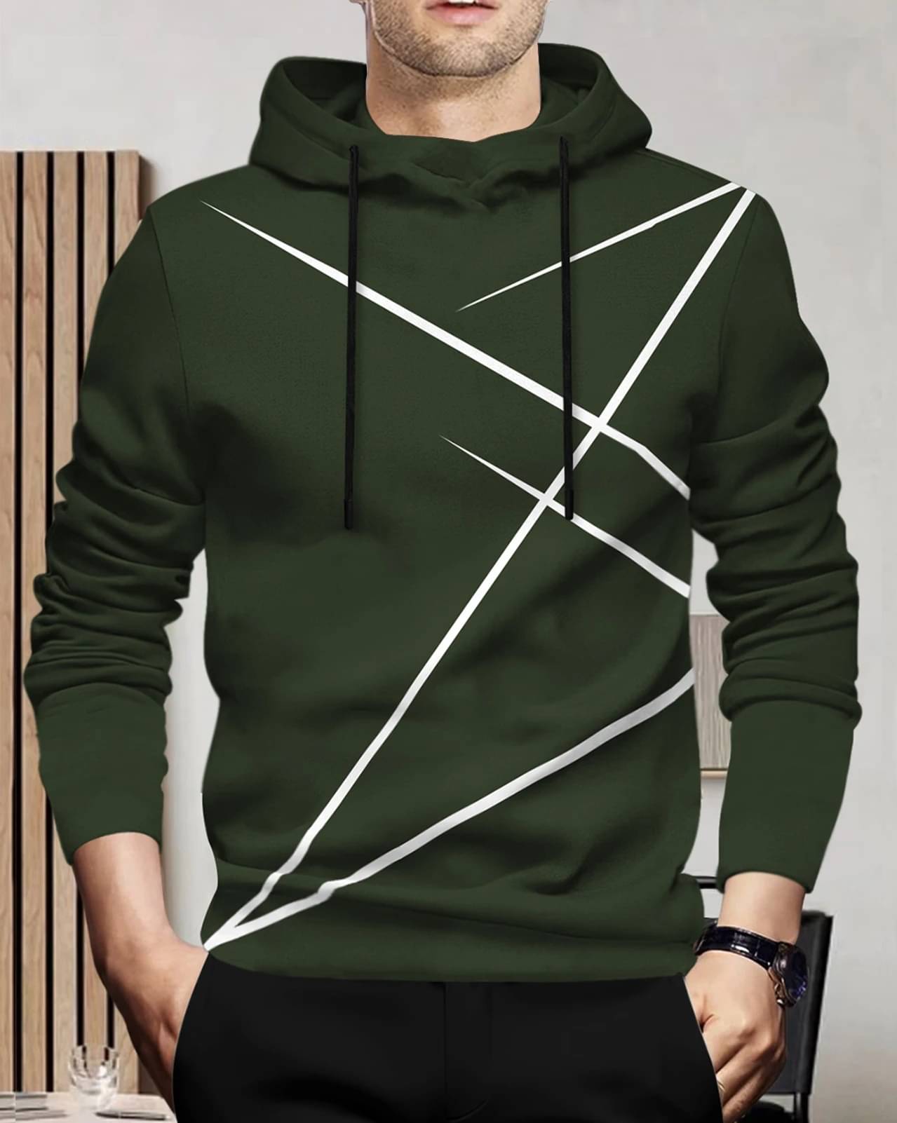 BLIVE Men Cotton Blend Regular Fit Striped T-Shirt ( Dark Green ) BLIVE Men Cotton Blend Regular Fit Striped T-Shirt ( Dark Green )