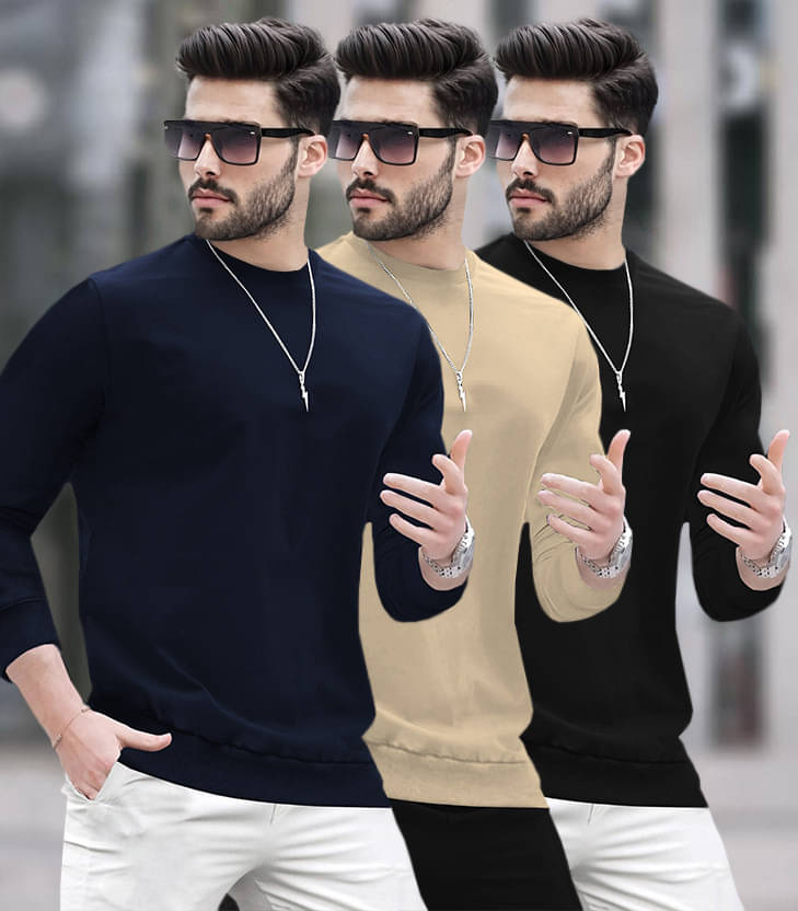 BLIVE Men Cotton Blend Regular Fit Solid T-Shirt ( Multicolor12 ) BLIVE Men Cotton Blend Regular Fit Solid T-Shirt ( Multicolor12 )