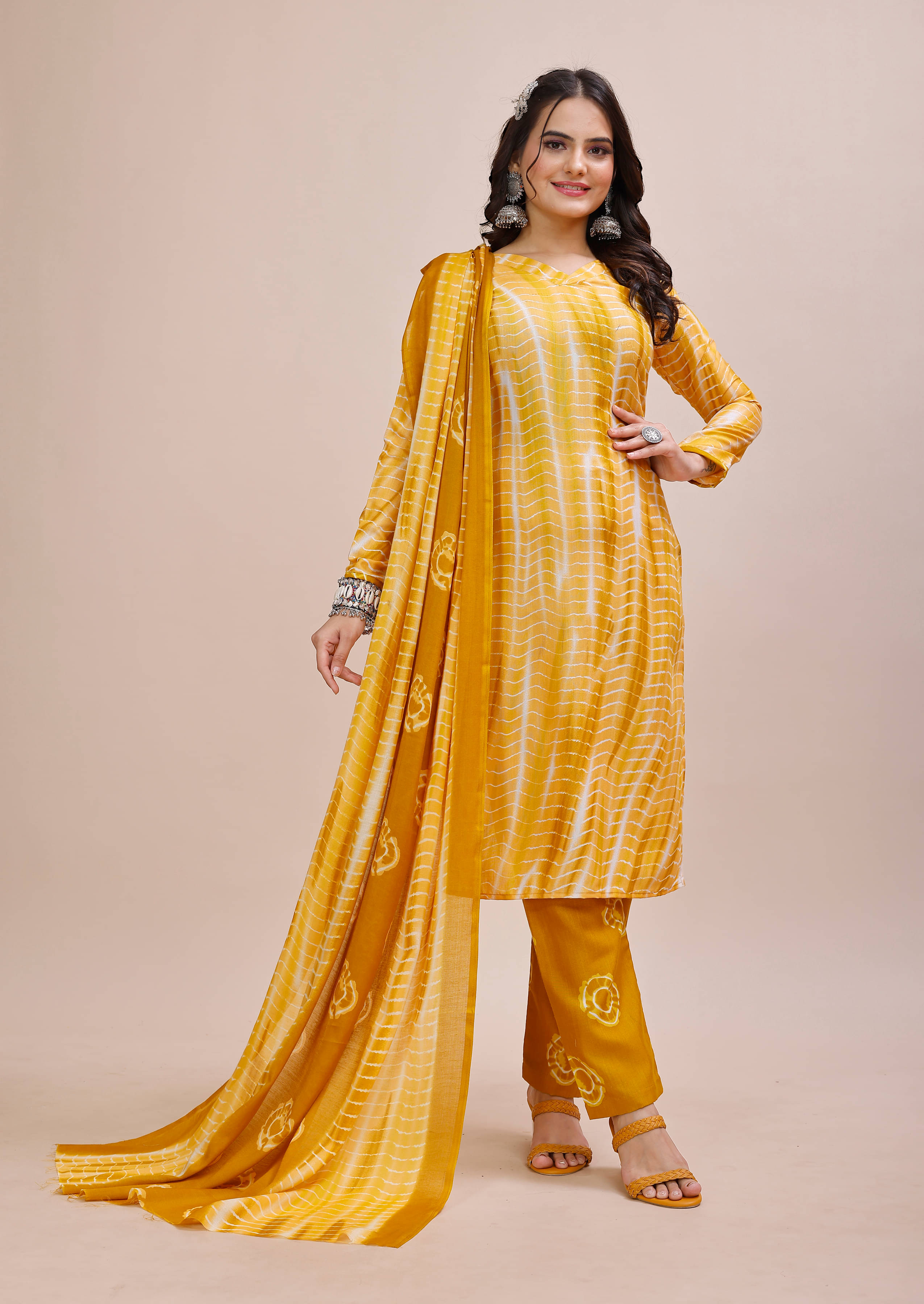     			BRANDCLICK Women Cotton Printed Straight Kurti With Pants ( Yellow )