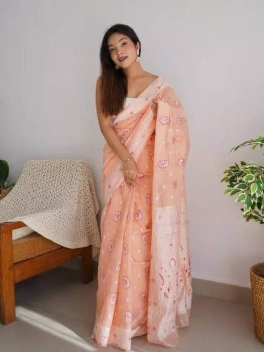 Bansari Textile Cotton Woven Regular Saree With Unstitched Blouse Piece ( Pink ) Bansari Textile Cotton Woven Regular Saree With Unstitched Blouse Piece ( Pink )