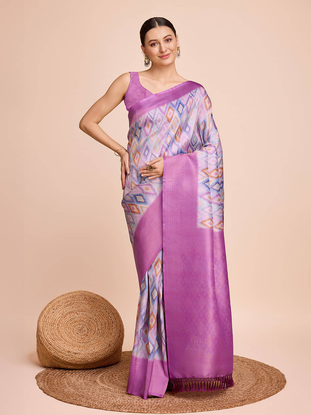 Bansari Textile Jacquard Self Design Banarasi saree With Unstitched Blouse Piece ( Purple ) Bansari Textile Jacquard Self Design Banarasi saree With Unstitched Blouse Piece ( Purple )