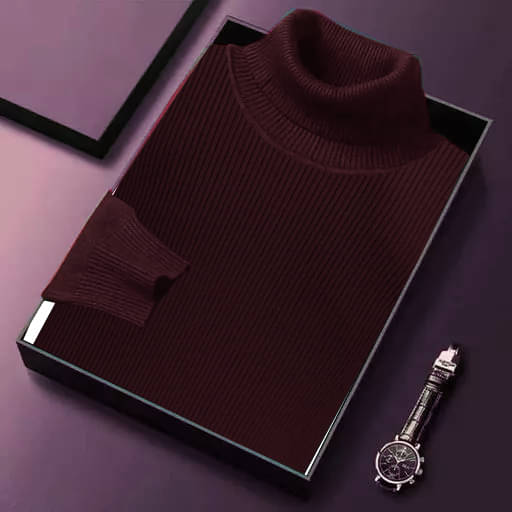 CAT BUNNY Woollen High Neck Men's Sweatshirt - Maroon ( Pack of 1 )     			CAT BUNNY Woollen High Neck Men's Sweatshirt - Maroon ( Pack of 1 )