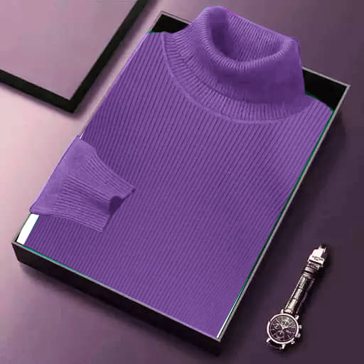     			CAT BUNNY Woollen High Neck Men's Sweatshirt - Purple ( Pack of 1 )