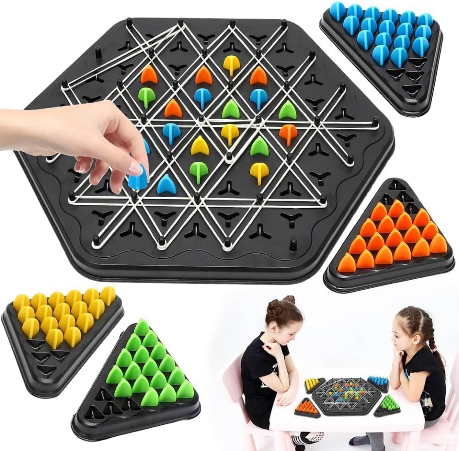     			Chain Triangle Chess Game, Board Games for Kids Adults, Family Fun Night Chess Set, Triangle Rubber Band Game, Chain Board Chess Puzzle
