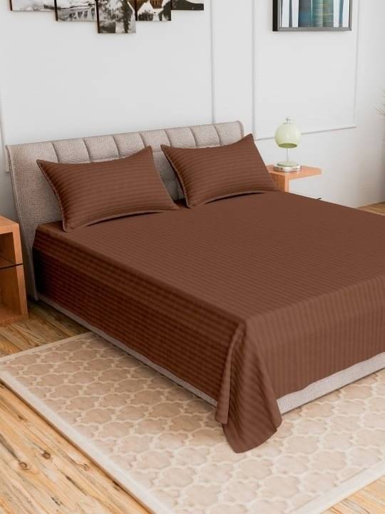     			DOMES FAB Satin 1 Double Bedsheet with 2 Pillow Covers ( Brown )
