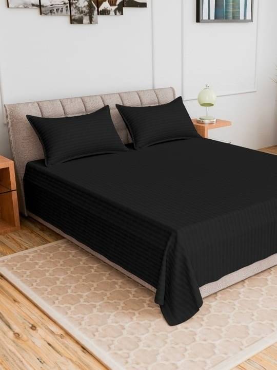 DOMES FAB Satin 1 Double Bedsheet with 2 Pillow Covers ( Black ) DOMES FAB Satin 1 Double Bedsheet with 2 Pillow Covers ( Black )