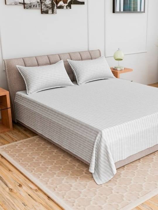     			DOMES FAB Satin 1 Double Bedsheet with 2 Pillow Covers ( White )