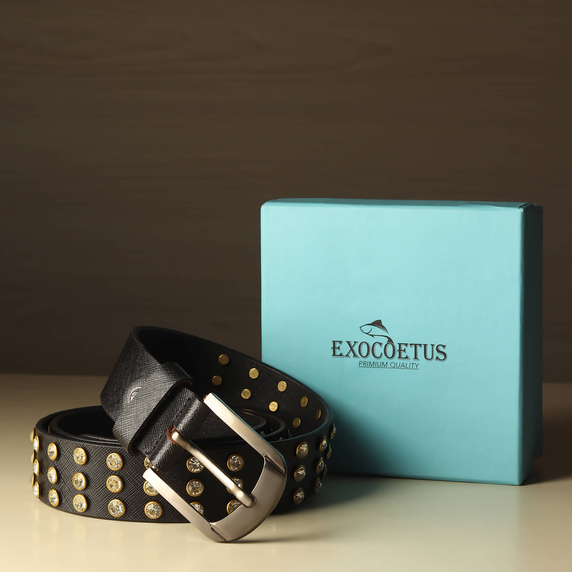 EXOCOETUS - Black 100% Leather Men's Formal Belt ( Pack of 1 )
