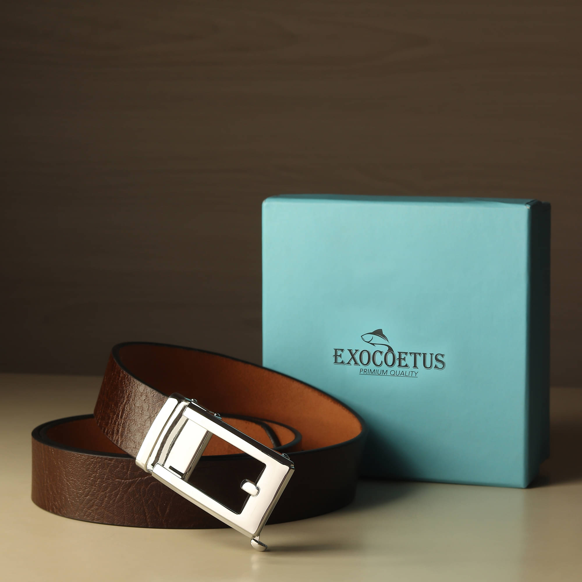     			EXOCOETUS - Brown 100% Leather Men's Formal Belt ( Pack of 1 )