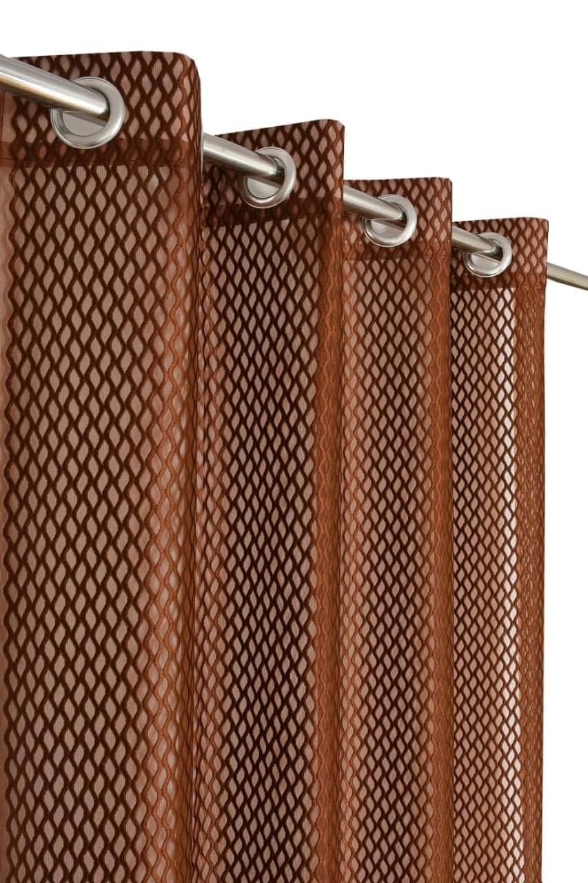     			Essensa furnishings Embroidered Semi-Transparent Rod Pocket Curtain 5 ft ( Pack of 1 ) - Coffee