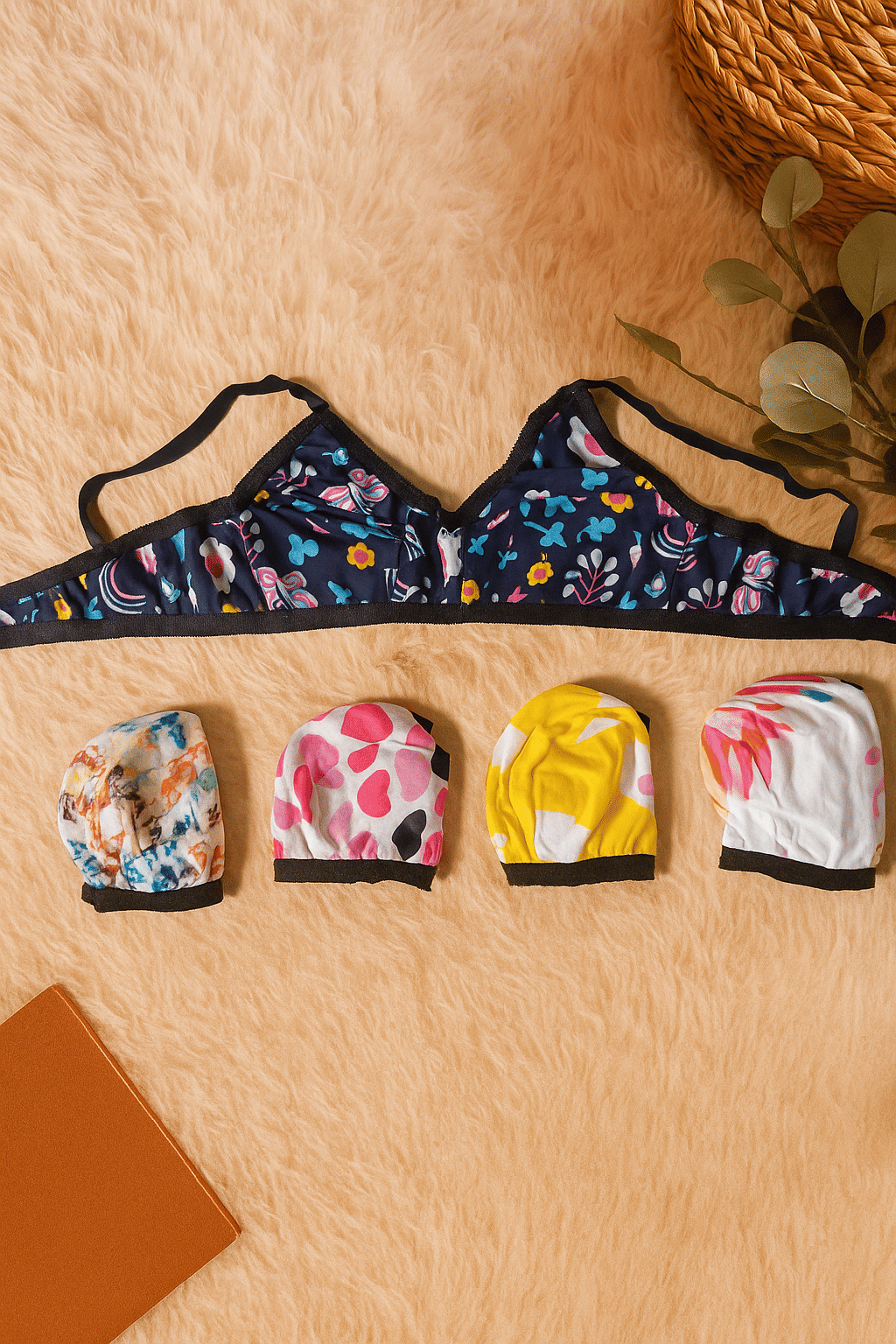     			G Beauty Pack of 5 Cotton Blend Non Padded Everyday Bra For Women ( Multicolor )