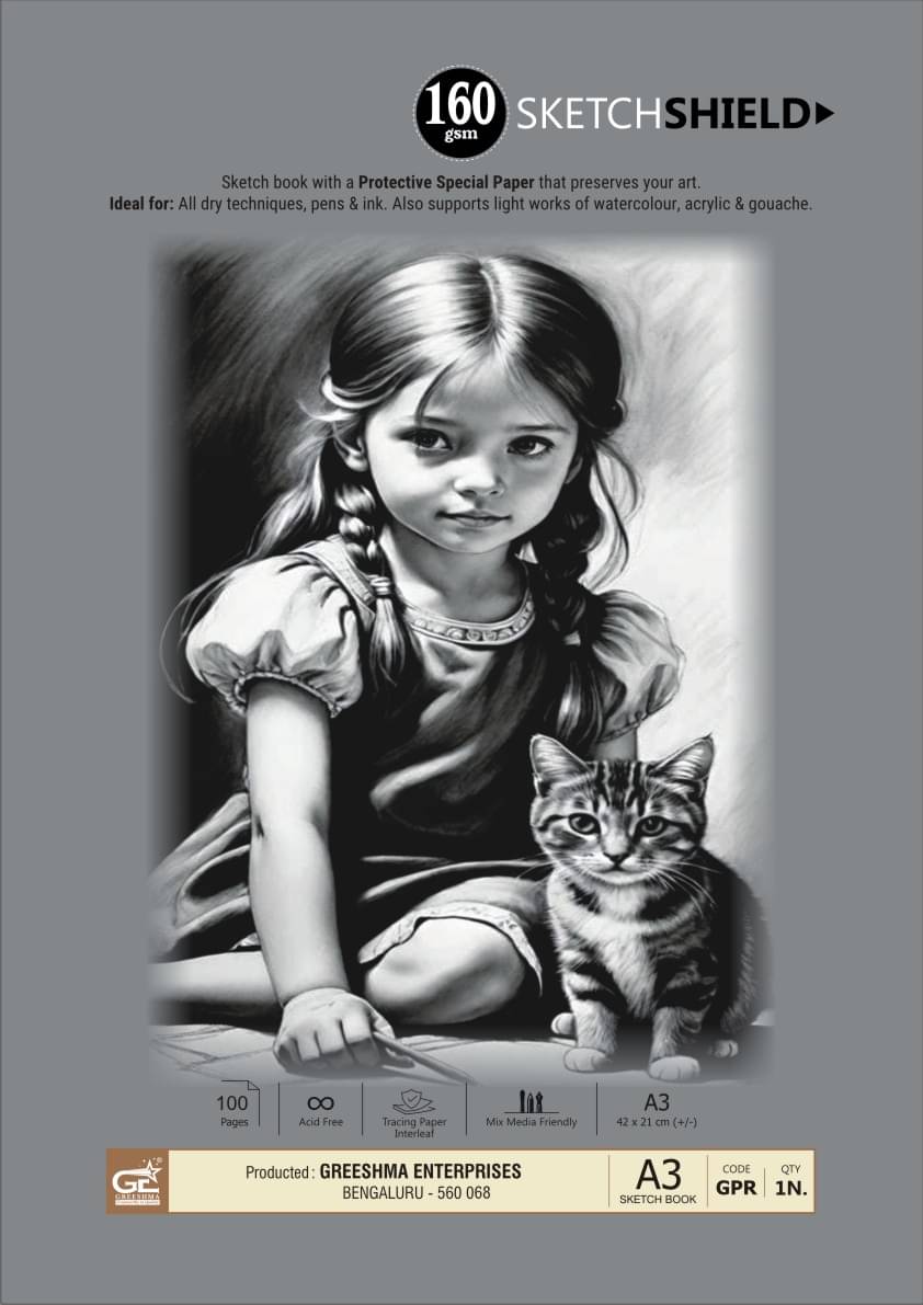 Greeshma Sketchbook 100 Pages 160 GSM Drawing Paper |Sketchpad for Artists A3 size Sketch Pad Greeshma Sketchbook 100 Pages 160 GSM Drawing Paper |Sketchpad for Artists A3 size Sketch Pad
