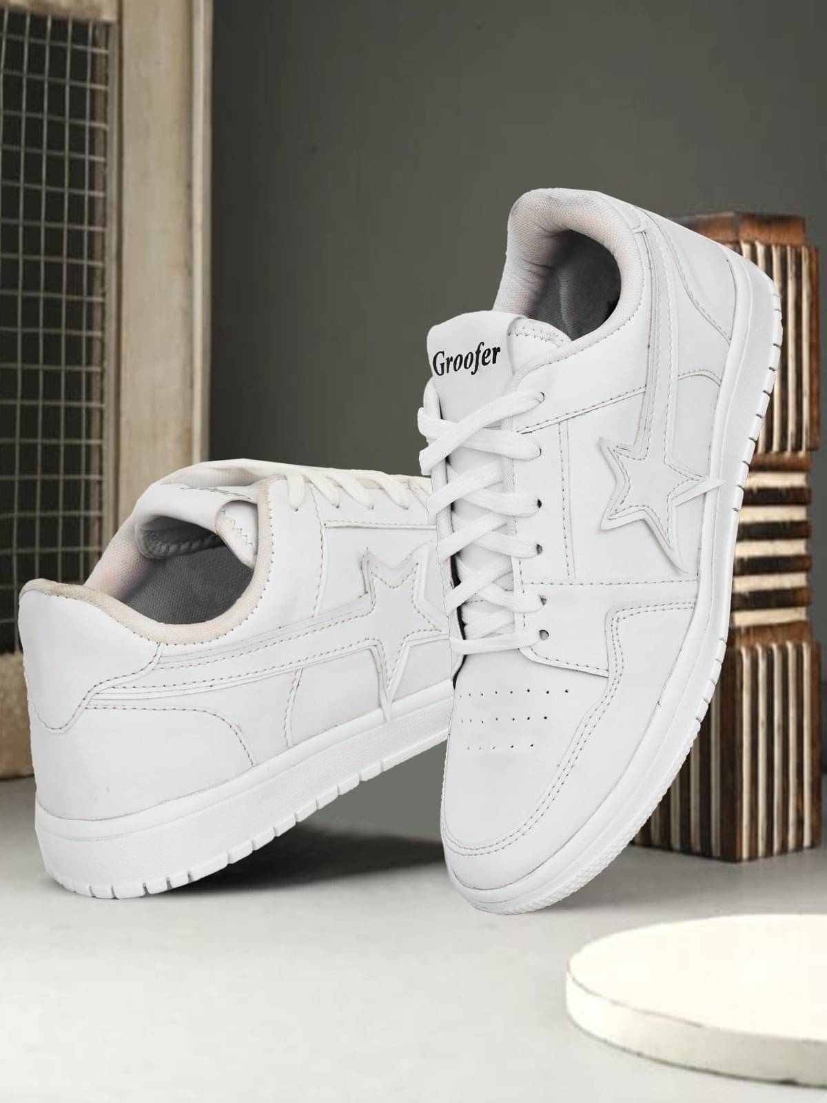     			Groofer White Men's Sneakers
