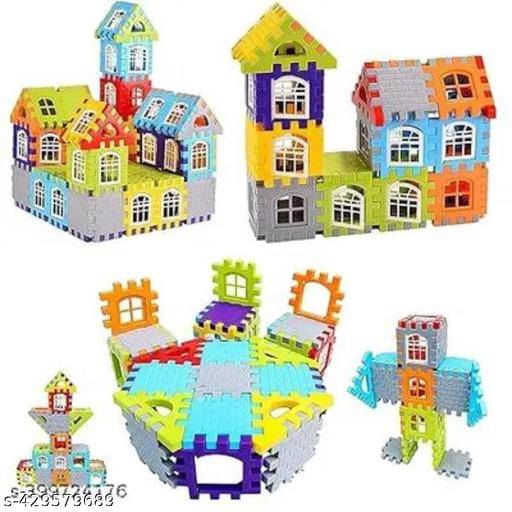     			Home Building Block 80+ pieces Kids DIY House Building Blocks - Creative STEM Toy Educational Toys Learning Plastic Puzzles Windows Kids Early Game Set for Children Boys & Girls 2,3,4,5,6,7+ Years old Activity toy gift under 200 100 Cactus Pillow Cushion S