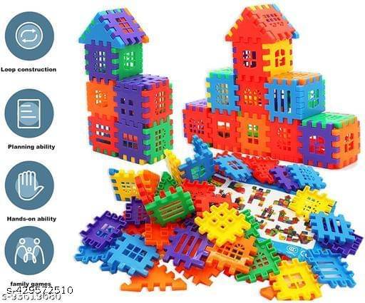    			Home Building Block 80+ pieces DIY House Block Toy - Building Set Educational Toys Learning Plastic Puzzles Windows Kids Early Game Set for Children Boys & Girls 2,3,4,5,6,7+ Years old Activity toy gift under 200 100 Cactus Pillow Cushion Soft Book Todder