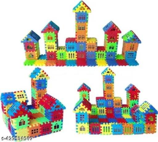    			Home Building Block 80+ pieces DIY House Block Toy - Creative Kit Educational Toys Learning Plastic Puzzles Windows Kids Early Game Set for Children Boys & Girls 2,3,4,5,6,7+ Years old Activity toy gift under 200 100 Cactus Pillow Cushion Soft Book Todder