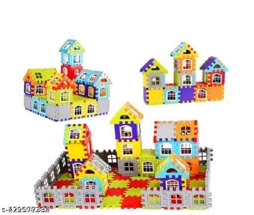     			Home Building Block 80+ pieces DIY House Block Toy - Educational Kit Educational Toys Learning Plastic Puzzles Windows Kids Early Game Set for Children Boys & Girls 2,3,4,5,6,7+ Years old Activity toy gift under 200 100 Cactus Pillow Cushion Soft Book Todd