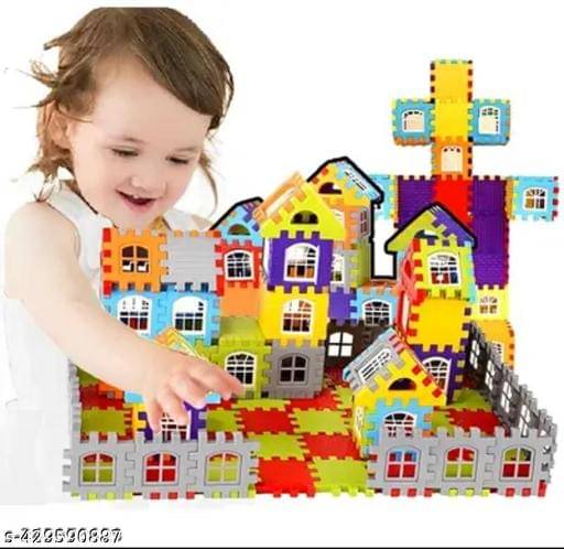     			Home Building Block 80+ pieces Kids DIY House Block Kit - Educational Building Bricks Educational Toys Learning Plastic Puzzles Windows Kids Early Game Set for Children Boys & Girls 2,3,4,5,6,7+ Years old Activity toy gift under 200 100 Cactus Pillow Cushi
