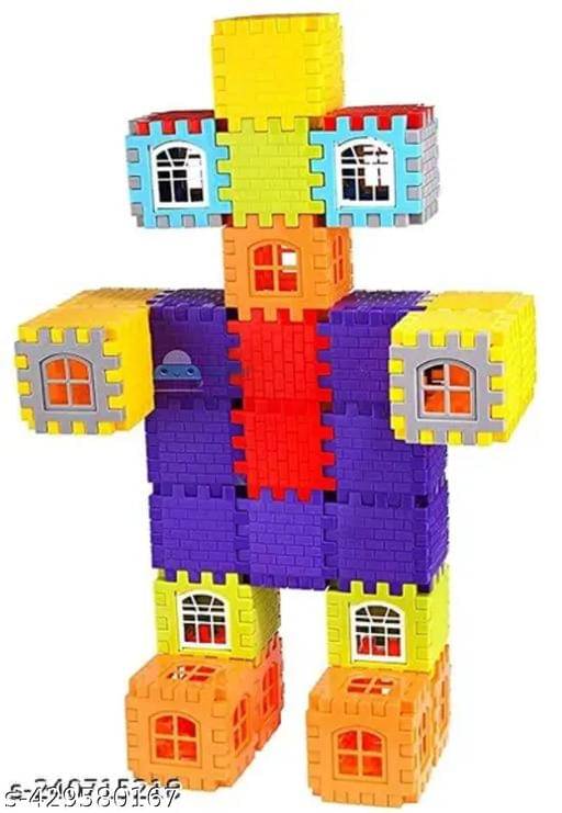     			Home Building Block 80+ pieces DIY House Block Toy for Kids - Interactive Building Fun Educational Toys Learning Plastic Puzzles Windows Kids Early Game Set for Children Boys & Girls 2,3,4,5,6,7+ Years old Activity toy gift under 200 100 Cactus Pillow Cush