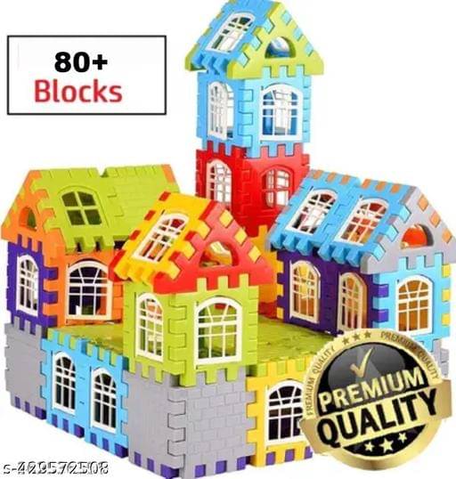     			Home Building Block 80+ pieces Kids DIY House Block Toy - Learning & Fun Kit Educational Toys Learning Plastic Puzzles Windows Kids Early Game Set for Children Boys & Girls 2,3,4,5,6,7+ Years old Activity toy gift under 200 100 Cactus Pillow Cushion Soft B