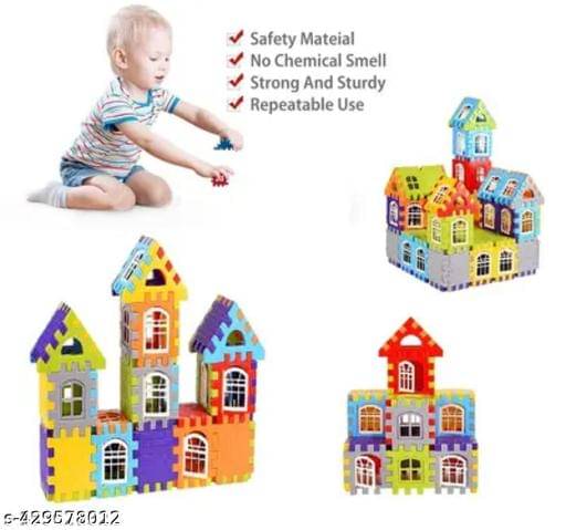     			Home Building Block 80+ pieces DIY House Block Toy - Interactive Educational Kit Educational Toys Learning Plastic Puzzles Windows Kids Early Game Set for Children Boys & Girls 2,3,4,5,6,7+ Years old Activity toy gift under 200 100 Cactus Pillow Cushion So