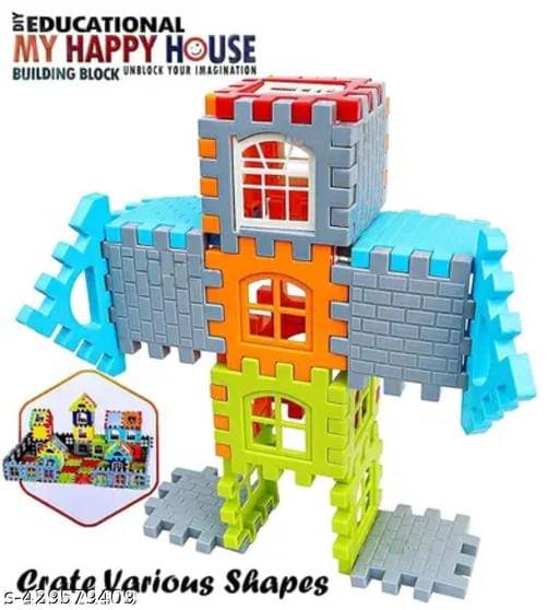     			Home Building Block 80+ pieces DIY House Block Toy for Children - Learning Building Set Educational Toys Learning Plastic Puzzles Windows Kids Early Game Set for Children Boys & Girls 2,3,4,5,6,7+ Years old Activity toy gift under 200 100 Cactus Pillow Cus