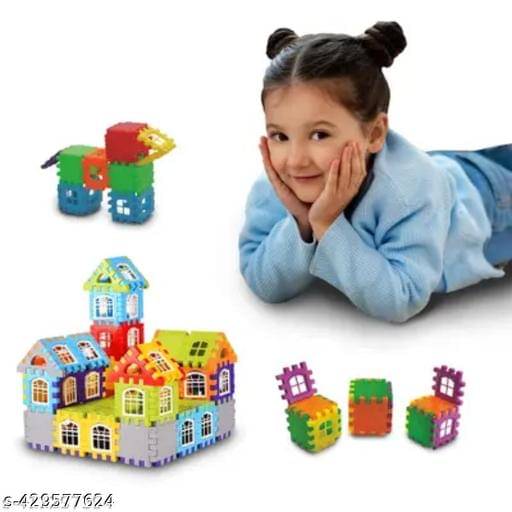     			Home Building Block 80+ pieces Kids DIY House Block Kit - Creative Learning Set Educational Toys Learning Plastic Puzzles Windows Kids Early Game Set for Children Boys & Girls 2,3,4,5,6,7+ Years old Activity toy gift under 200 100 Cactus Pillow Cushion Sof