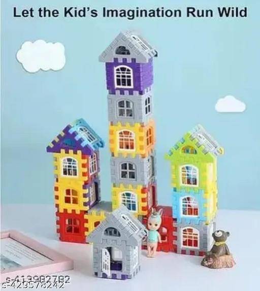     			Home Building Block 80+ pieces Kids DIY House Block Toy - Build & Play Set Educational Toys Learning Plastic Puzzles Windows Kids Early Game Set for Children Boys & Girls 2,3,4,5,6,7+ Years old Activity toy gift under 200 100 Cactus Pillow Cushion Soft Boo