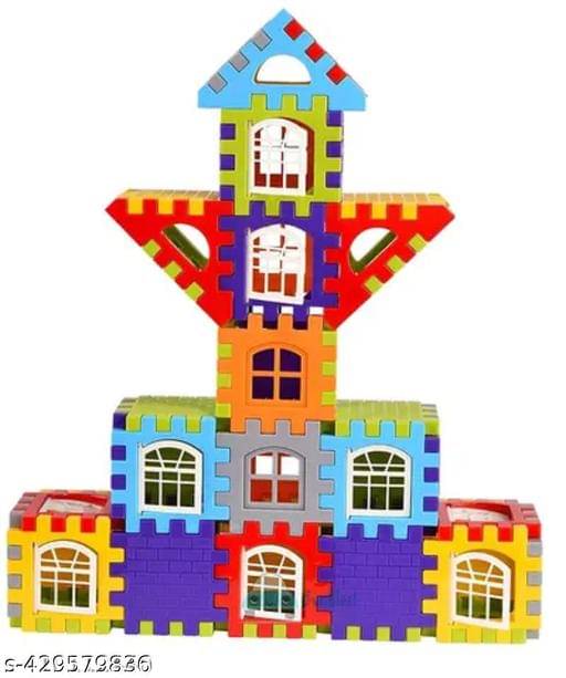     			Home Building Block 80+ pieces Kids DIY House Block Kit - Build & Learn Toy Educational Toys Learning Plastic Puzzles Windows Kids Early Game Set for Children Boys & Girls 2,3,4,5,6,7+ Years old Activity toy gift under 200 100 Cactus Pillow Cushion Soft Bo