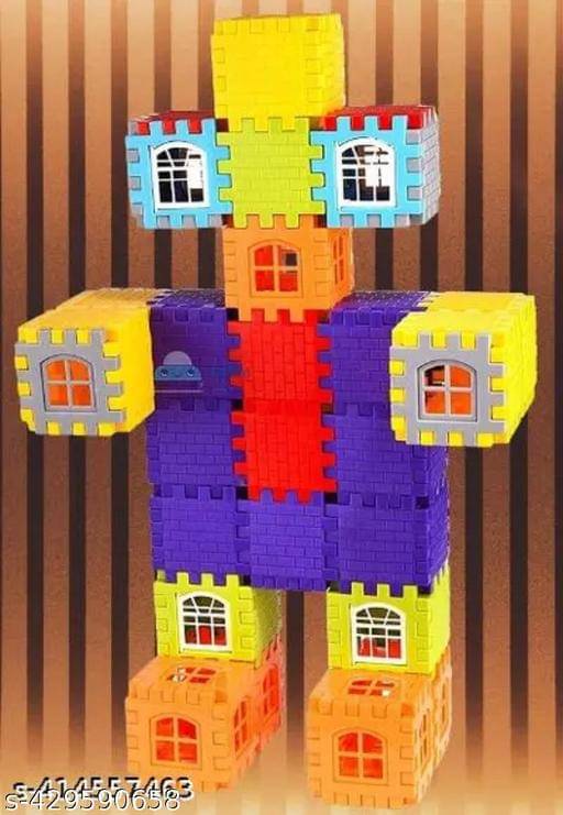     			Home Building Block 80+ pieces DIY House Block Toy for Kids - Creative Building Fun Educational Toys Learning Plastic Puzzles Windows Kids Early Game Set for Children Boys & Girls 2,3,4,5,6,7+ Years old Activity toy gift under 200 100 Cactus Pillow Cushion