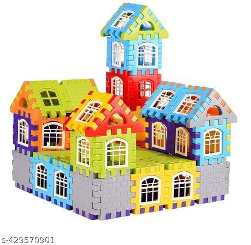     			Home Building Block 80+ pieces Kids DIY House Block Kit - Build & Learn Activity Educational Toys Learning Plastic Puzzles Windows Kids Early Game Set for Children Boys & Girls 2,3,4,5,6,7+ Years old Activity toy gift under 200 100 Cactus Pillow Cushion So