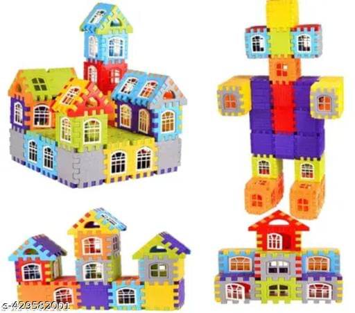     			Home Building Block 80+ pieces DIY House Block Toy for Kids - Creative Building Bricks Educational Toys Learning Plastic Puzzles Windows Kids Early Game Set for Children Boys & Girls 2,3,4,5,6,7+ Years old Activity toy gift under 200 100 Cactus Pillow Cush