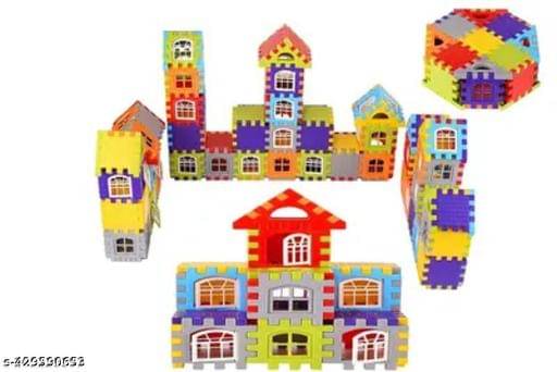     			Home Building Block 80+ pieces DIY House Block Toy - Build & Learn Kit Educational Toys Learning Plastic Puzzles Windows Kids Early Game Set for Children Boys & Girls 2,3,4,5,6,7+ Years old Activity toy gift under 200 100 Cactus Pillow Cushion Soft Book To
