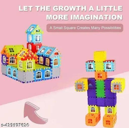     			Home Building Block 80+ pieces Interactive DIY House Block Toy - Play Educational Toys Learning Plastic Puzzles Windows Kids Early Game Set for Children Boys & Girls 2,3,4,5,6,7+ Years old Activity toy gift under 200 100 Cactus Pillow Cushion Soft Book Tod