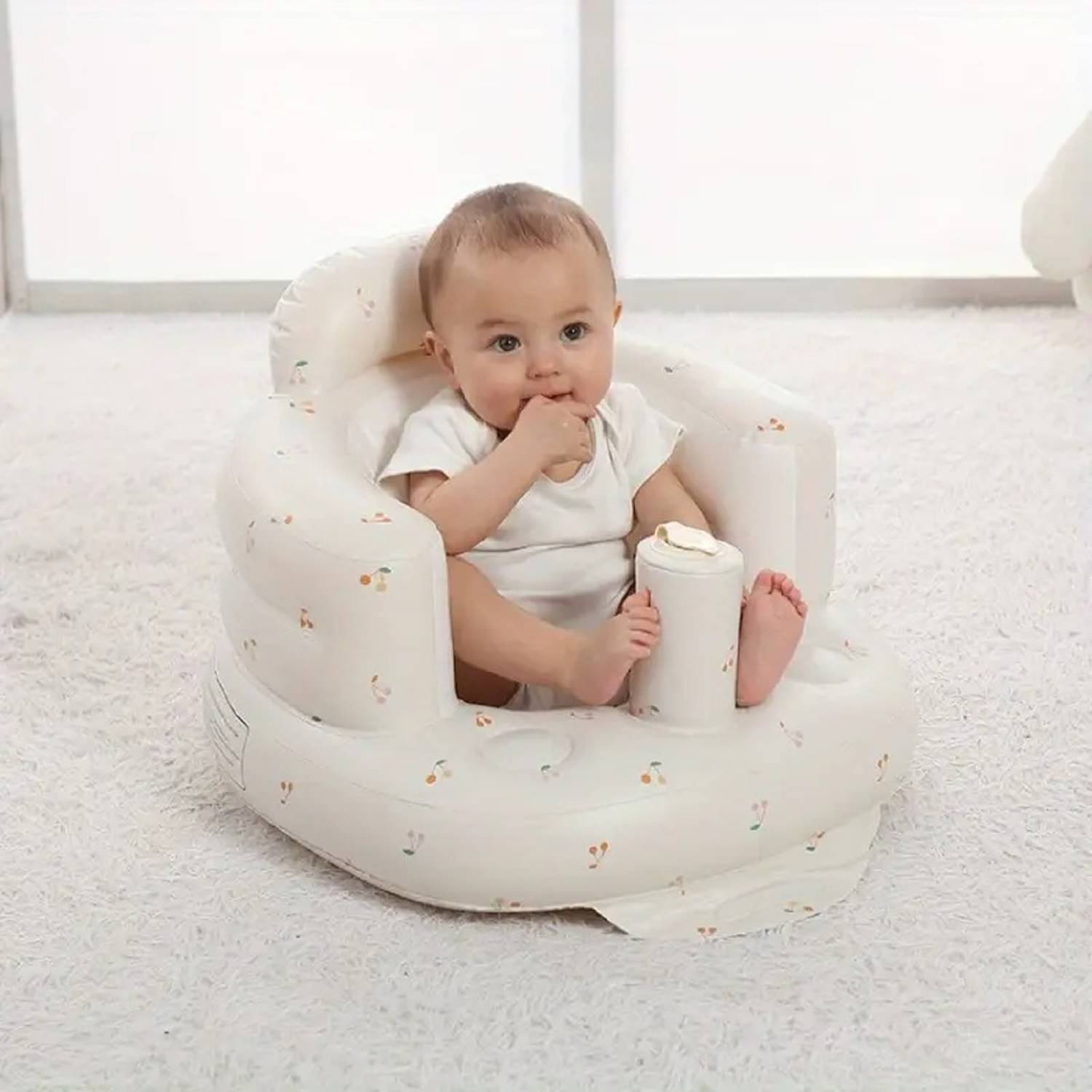     			Inflatable Baby Seat for Babies 4-36 Months Inflatable Baby Chair Infant Back Support Sofa Newborn to Toddler Portable Baby Floor Seats for Sitting Up Baby Floor Seater