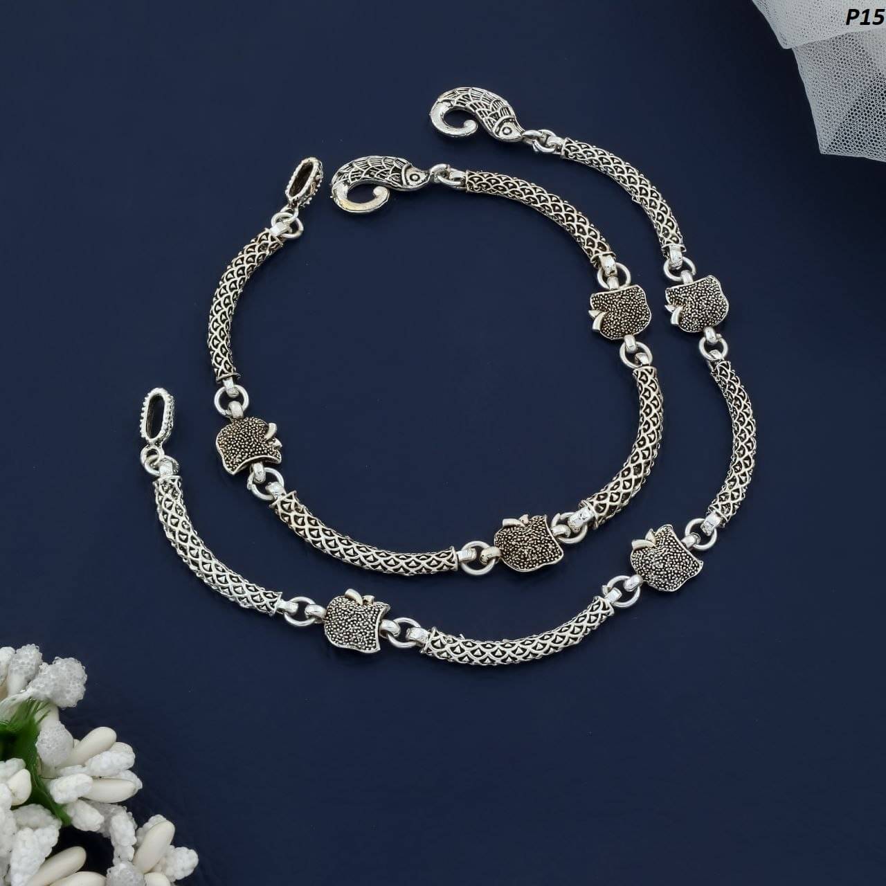    			KIRTAN ENT Silver Anklets ( Pack of 1 )