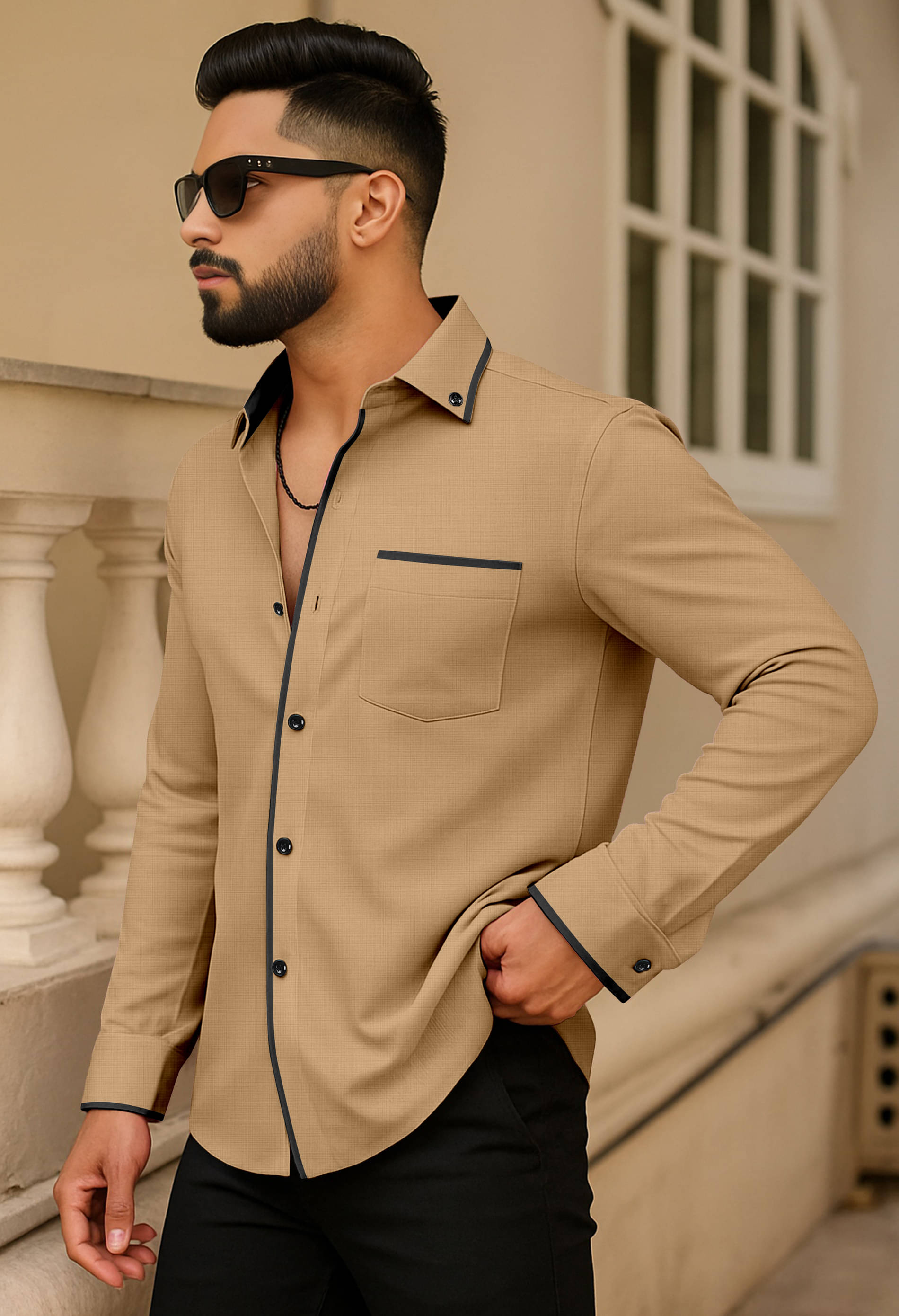     			LAXBON 100% Cotton Regular Fit Solids Full Sleeves Men's Casual Shirt - Beige ( Pack of 1 )