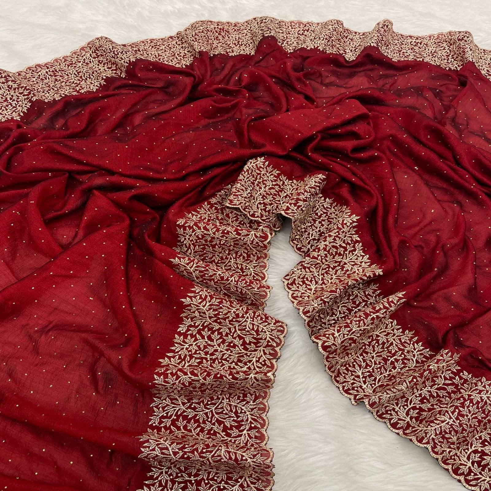     			Maruti Traders Art Silk Embroidered Bhagalpuri Saree With Unstitched Blouse Piece ( Maroon )
