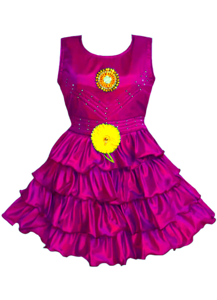 Mullick the designer Silk Frock For Girls ( Pack of 1 , Pink )