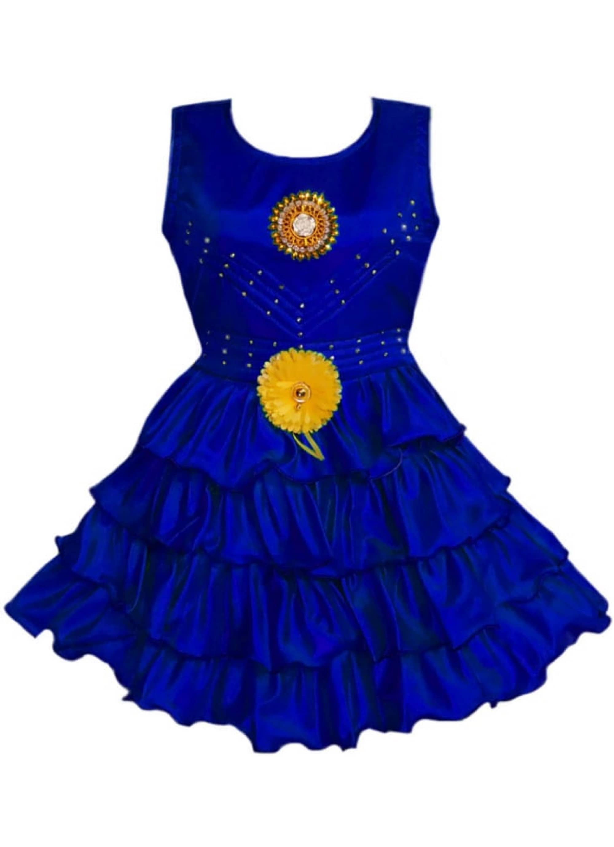 Mullick the designer Silk Frock For Girls ( Pack of 1 , Navy Blue )