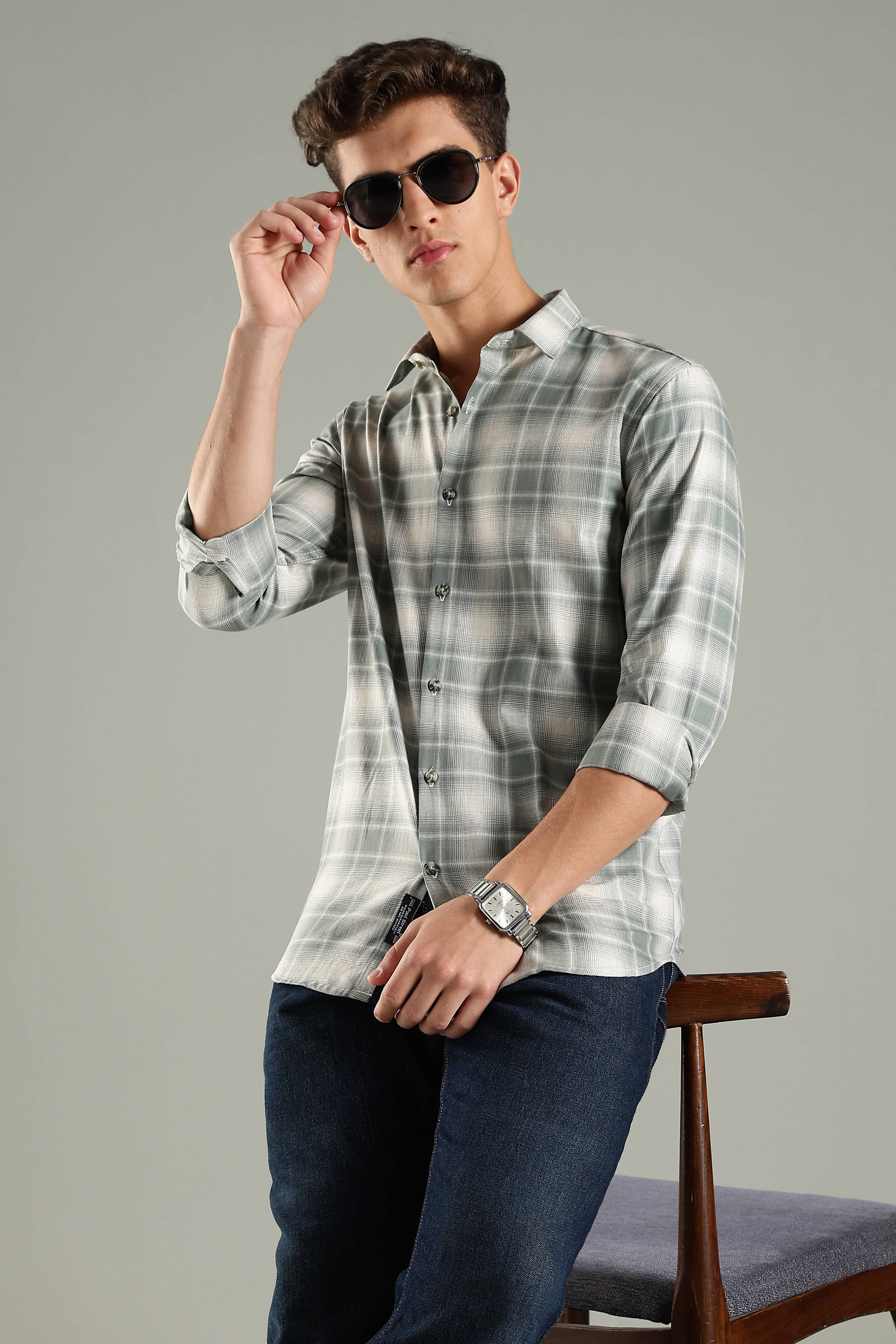     			Paul Street 100% Cotton Regular Fit Checks Full Sleeves Men's Casual Shirt - Green ( Pack of 1 )