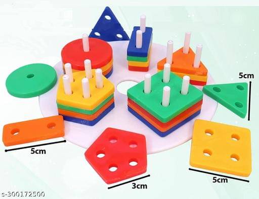     			Plastic Intellectual Geometric Shape Matching Five Column Blocks Learning Education Puzzle Game Geometric Shape Sorter Toy for Kids (Plastic, Multicolor)