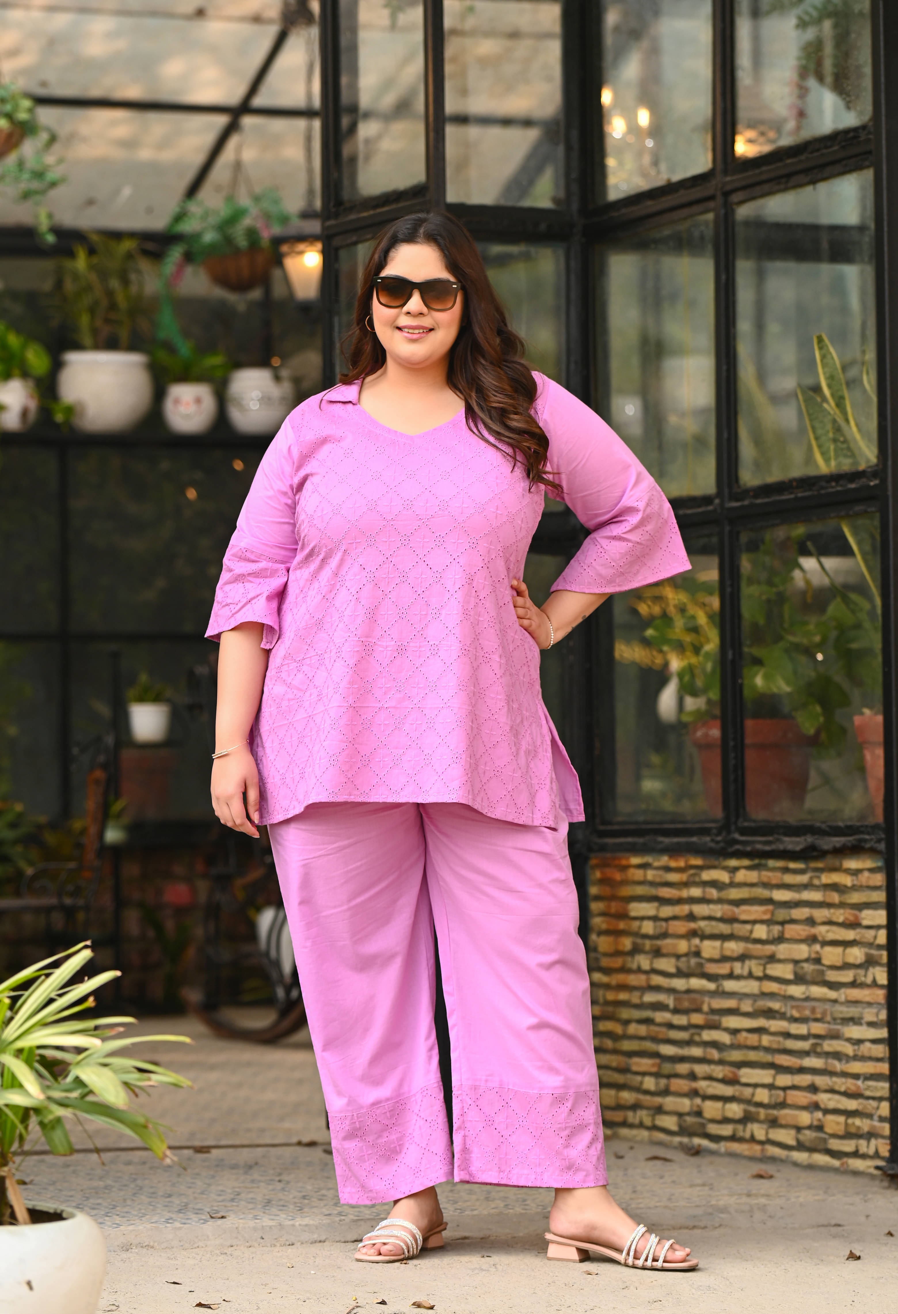 PrettyPlus by Desinoor.com Women Embroidered Tunic With Trousers Co-Ord Set ( Lavender ) PrettyPlus by Desinoor.com Women Embroidered Tunic With Trousers Co-Ord Set ( Lavender )