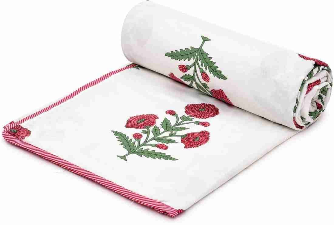     			Reversible Floral Printed Single Bed Dohar for AC Room - 152 cm x 244 cm (Width x Height)