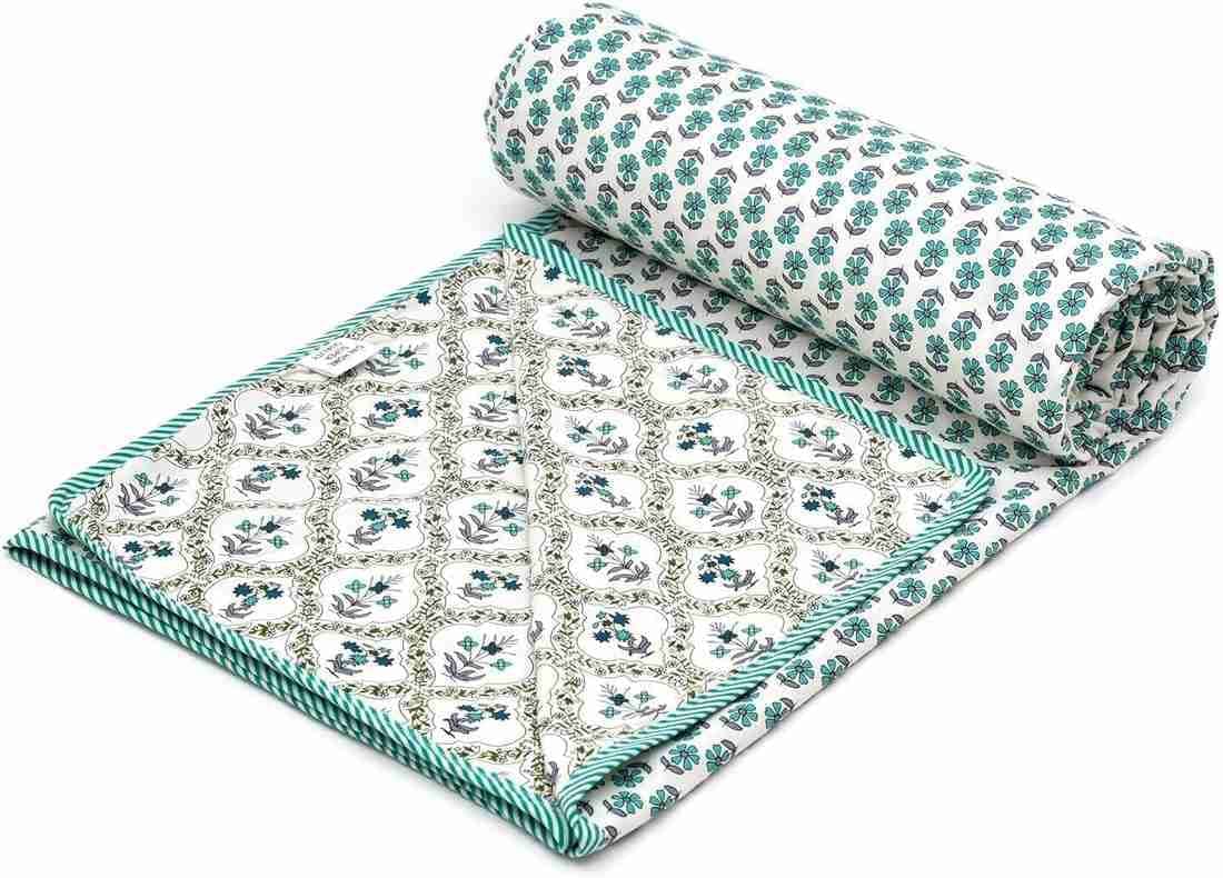     			Reversible Floral Printed Single Bed Dohar for AC Room - 152 cm x 244 cm (Width x Height)