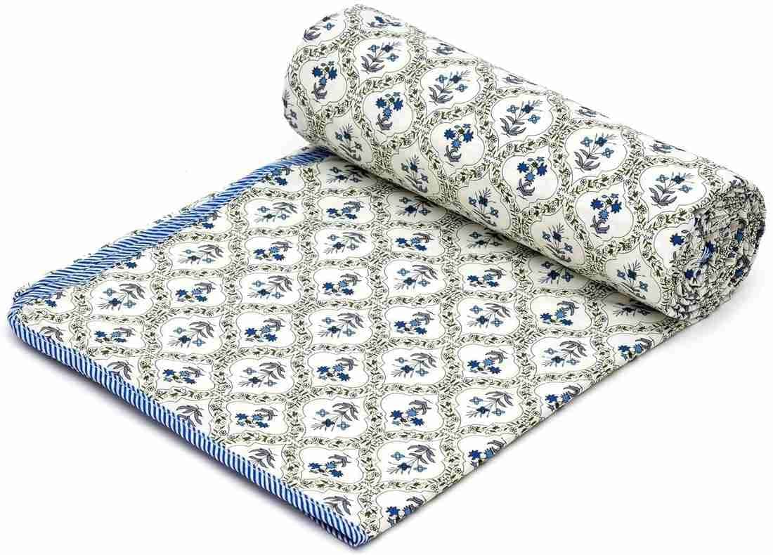     			Reversible Floral Printed Single Bed Dohar for AC Room - 152 cm x 244 cm (Width x Height)