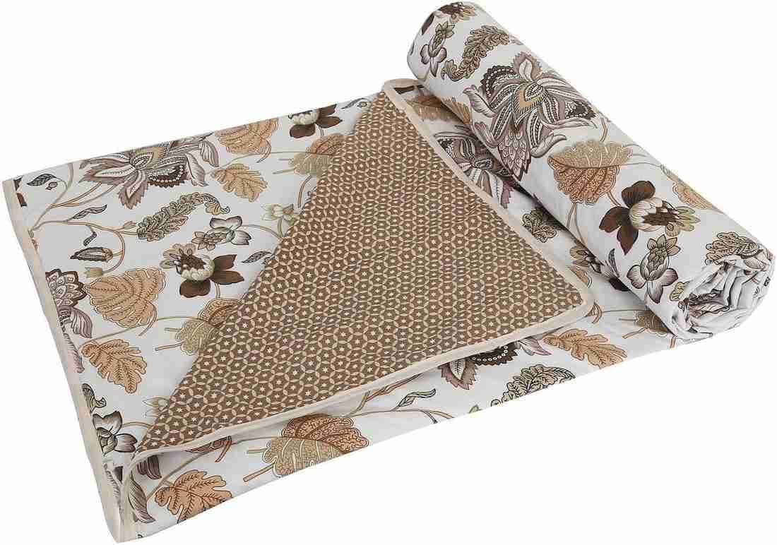     			Reversible Floral Printed Single Bed Dohar for AC Room - 152 cm x 244 cm (Width x Height)