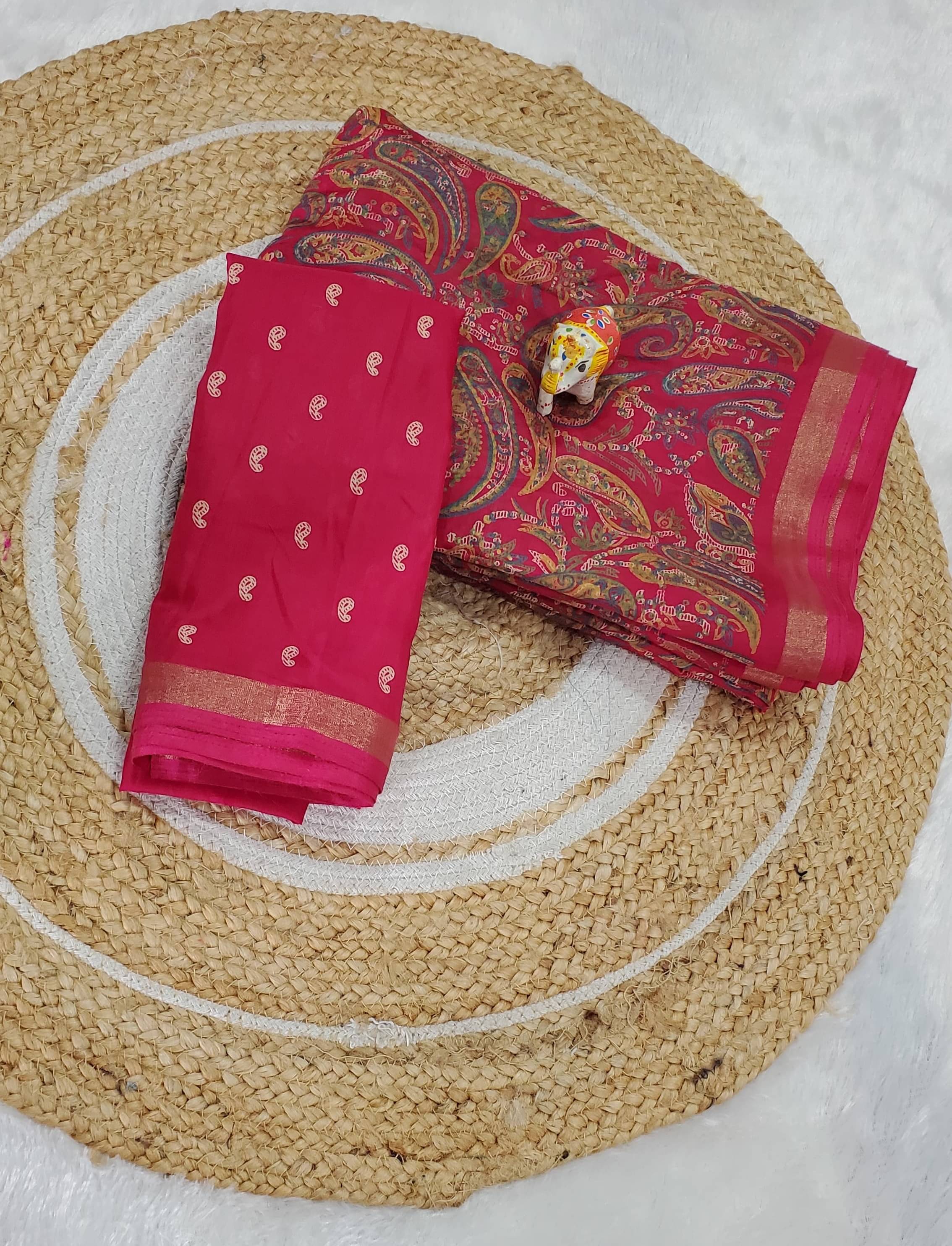 SHIRODHARI Cotton Blend Printed Sambalpuri Saree With Unstitched Blouse Piece ( Pink ) SHIRODHARI Cotton Blend Printed Sambalpuri Saree With Unstitched Blouse Piece ( Pink )