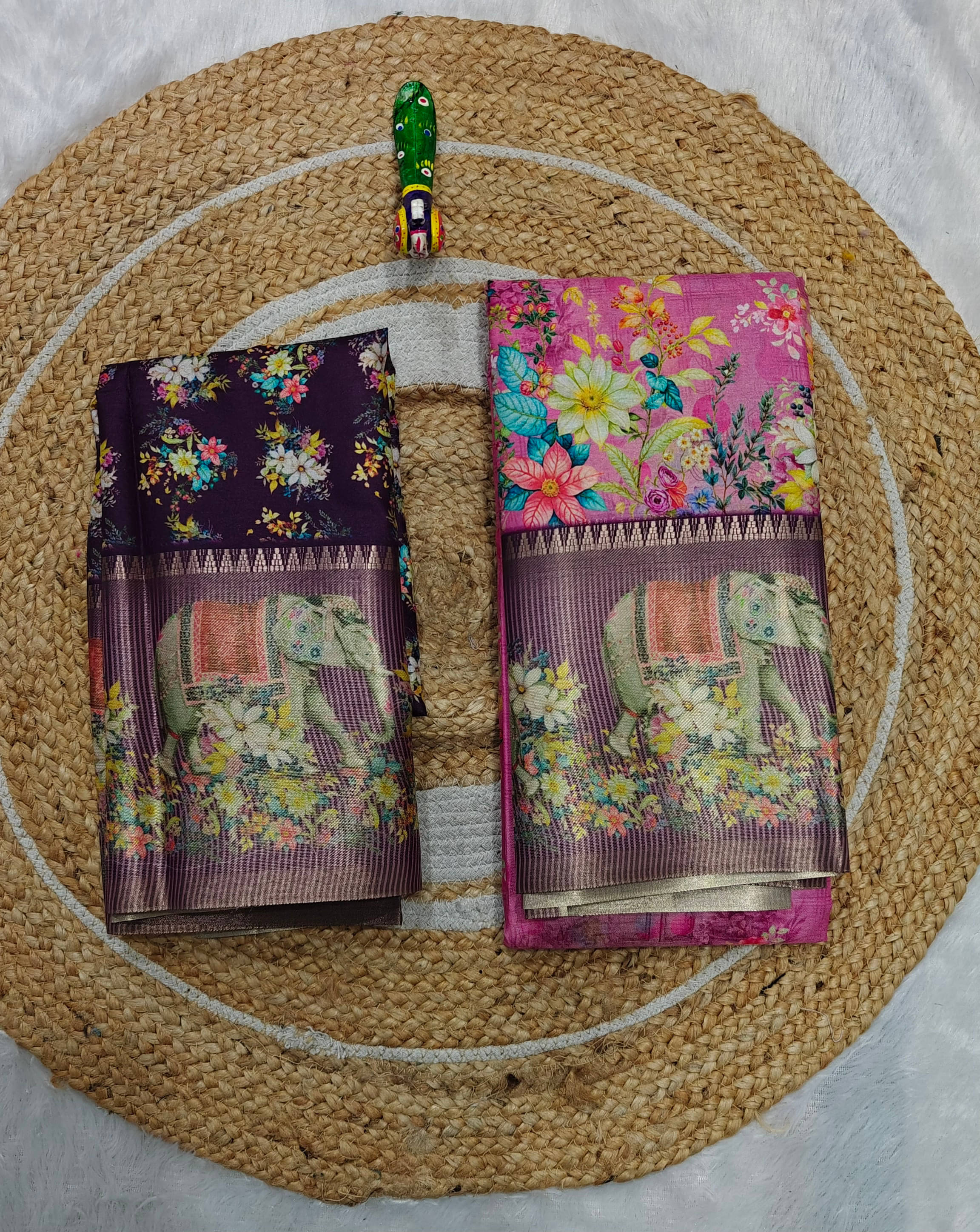 SHIRODHARI Silk Blend Printed Sambalpuri Saree With Unstitched Blouse Piece ( Purple ) SHIRODHARI Silk Blend Printed Sambalpuri Saree With Unstitched Blouse Piece ( Purple )